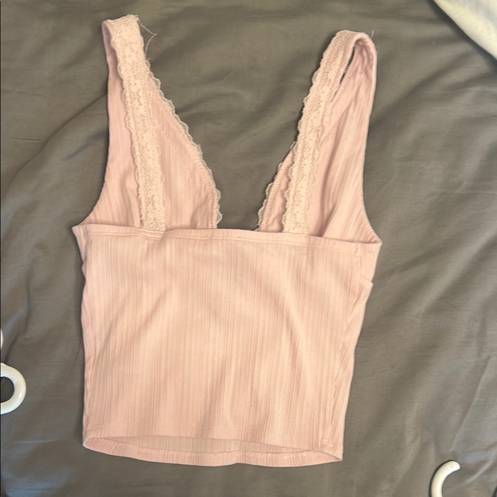 Chic Pink Lace Trim Top - Picture 4 of 5